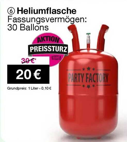 Heliumflasche - Füllvermögen für 30 Ballons