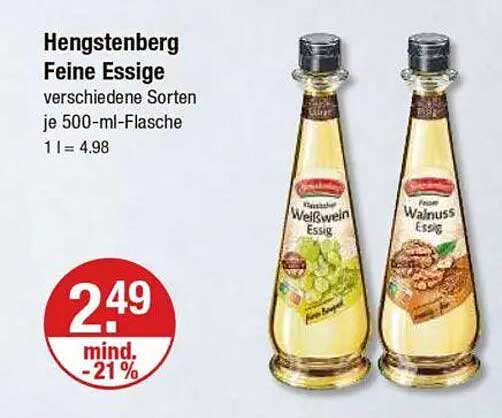 Hengstenberg Feine Essige - Verschiedene Sorten je 500-ml-Flasche