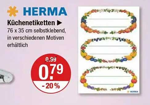 HERMA Küchenetiketten - 76 x 35 cm selbstklebend, in verschiedenen Motiven erhältlich