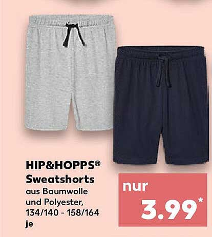 HIP&HOPPS® Sweatshorts aus Baumwolle und Polyester, 134/140 - 158/164 je