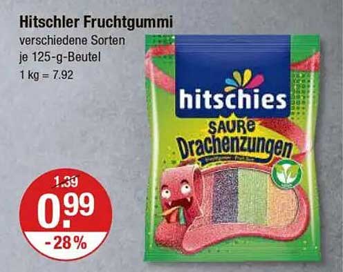 Hitschler Fruchtgummi – Saure Drachenzungen 125 g