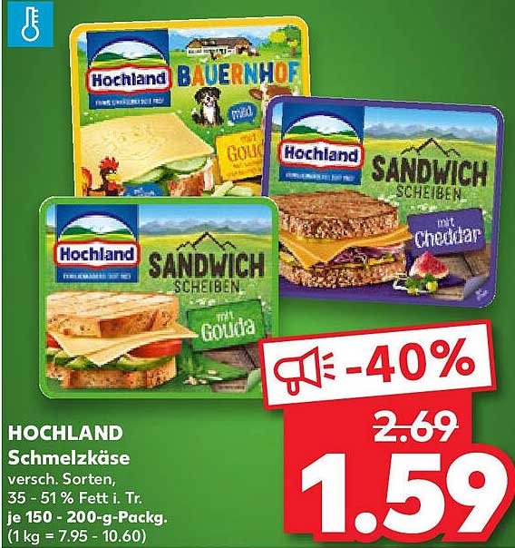 HOCHLAND Schmelzkäse – Verschiedene Sorten, 150-200 g Packung