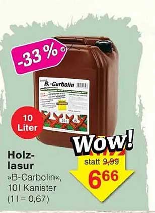 Holzlasur »B-Carbolin«, 10l Kanister