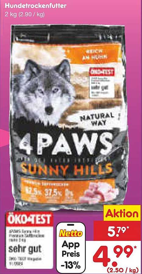 Hundetrockenfutter 4PAWS SUNNY HILLS - 2 kg