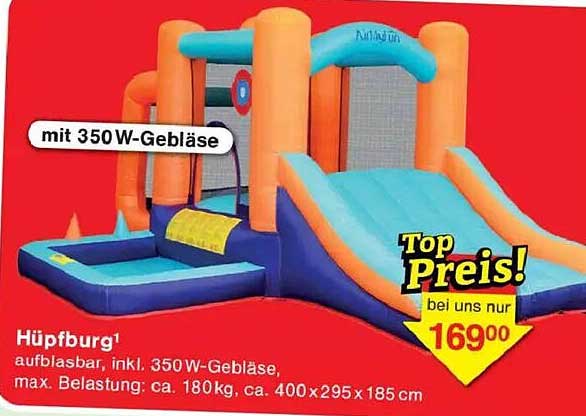 Hüpfburg aufblasbar inkl. 350 W-Gebläse – Top Preis!