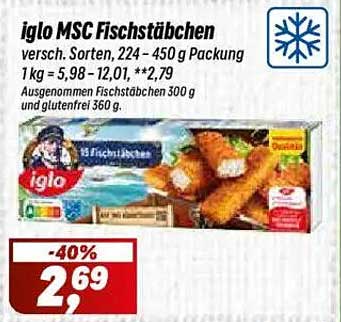 iglo MSC Fischstäbchen 450 g - 40% Rabatt!