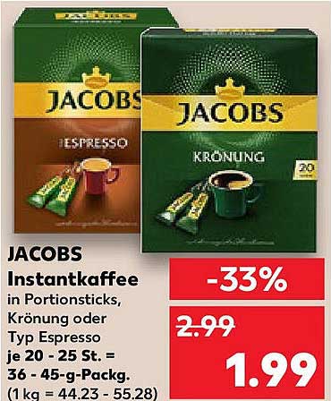 JACOBS Instantkaffee in Portionssticks (Krönung oder Typ Espresso)