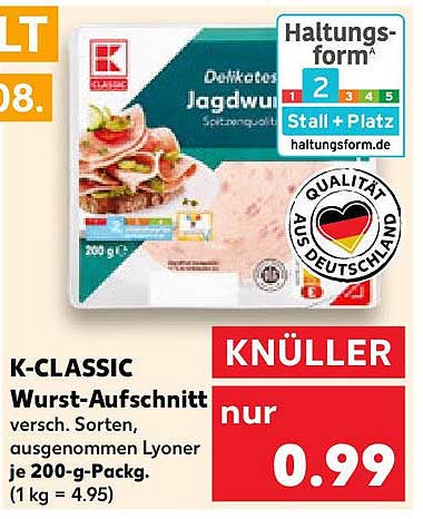 K-CLASSIC Wurst-Aufschnitt – Jagdwurst 200 g