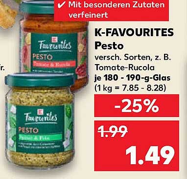 K-Favourites Pesto verschiedene Sorten, z. B. Tomate-Rucola