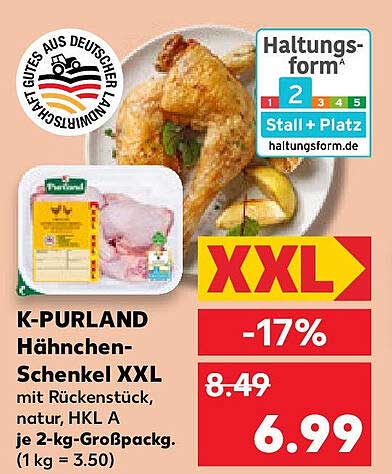 K-PURLAND Hähnchen-Schnekel XXL mit Rückenstück, natur, HKL A