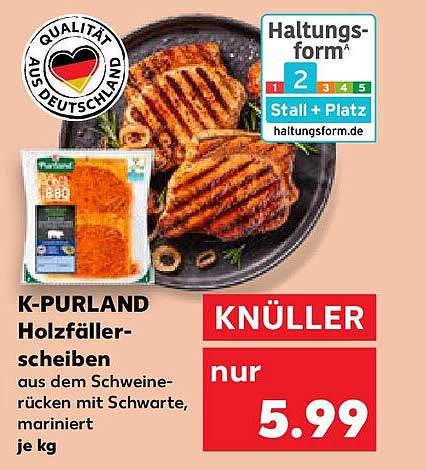 K-PURLAND Holzfällerscheiben aus dem Schweinerücken, mariniert