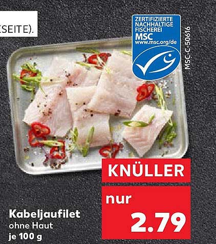 Kabeljaufilet ohne Haut je 100 g