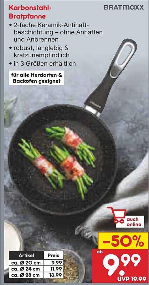 Karbonstahl-Bratpfanne von BRATMAXX - Ideal für gesundes Kochen