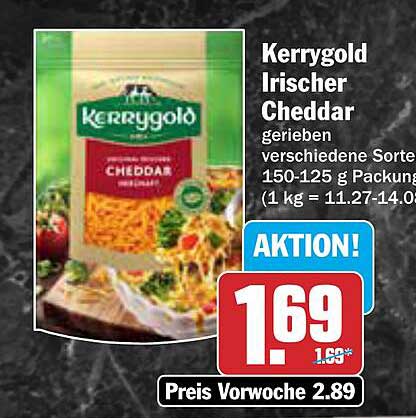 Kerrygold Irischer Cheddar gerieben 150-125 g
