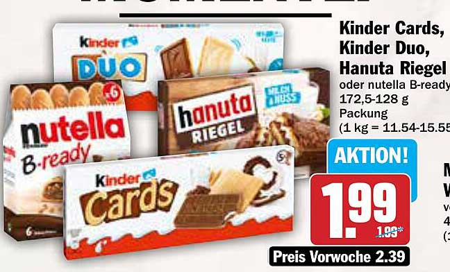 Kinder Cards, Kinder Duo oder Hanuta Riegel – Aktion!