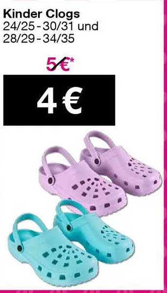 Kinder Clogs in verschiedenen Farben für nur 4 €