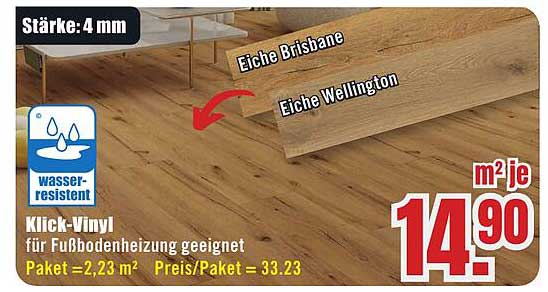 Klick-Vinyl Eiche Brisbane und Eiche Wellington