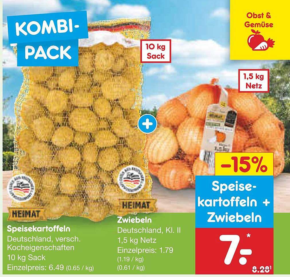 Kombipack: Speisekartoffeln 10 kg & Zwiebeln 1,5 kg
