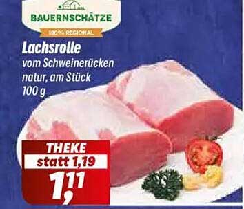 Lachrolle vom Schweinerücken, natur, am Stück (100 g)