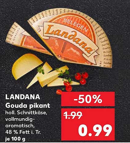 LANDANA Gouda pikant holl. Schnittkäse, 100 g