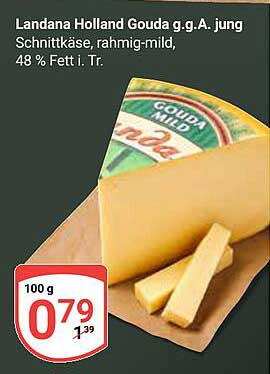 Landana Holland Gouda g.g.A. jung Schnittkäse, rahmig-mild, 48 % Fett i. Tr.