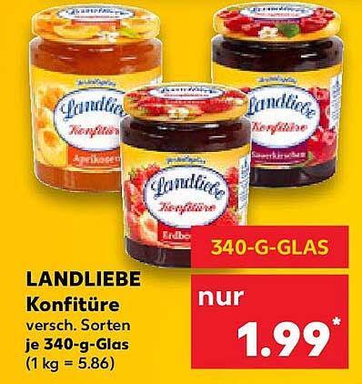 LANDLIEBE Konfitüre verschiedene Sorten 340-g-Glas