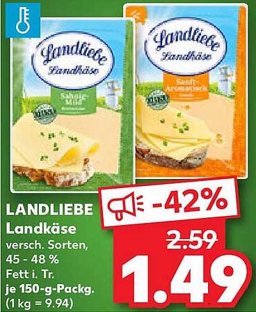 LANDLIEBE Landkäse, verschieden Sorten, 150-g-Packung