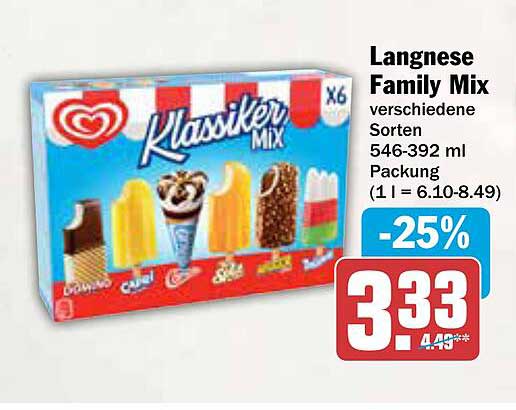 Langnese Family Mix - verschiedene Sorten 546-392 ml Packung