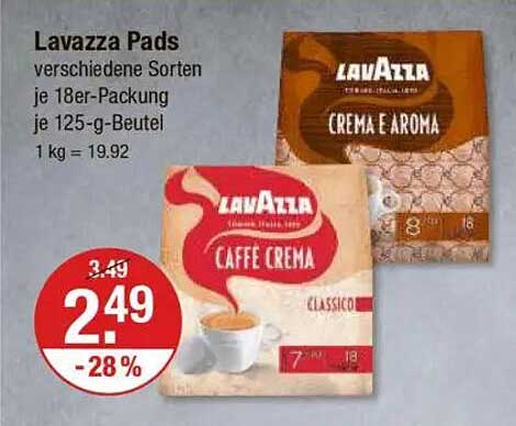 Lavazza Pads - verschiedene Sorten in der 18er-Packung