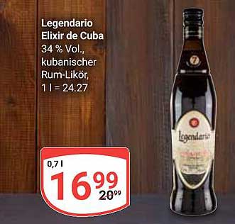 Legendario Elixir de Cuba 0,7l - 34 % Vol., kubanischer Rum-Likör