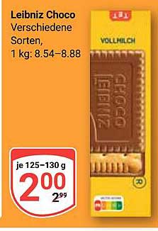 Leibniz Choco Verschiedene Sorten, 125-130 g