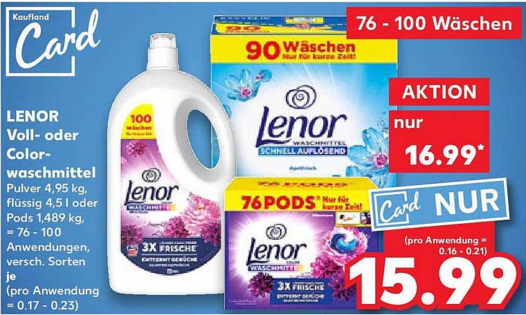 LENOR Voll- oder Colorwaschmittel – pulvrig und flüssig oder PODS
