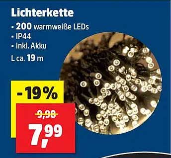 Lichterkette mit 200 warmweißen LEDs