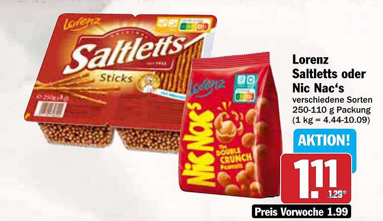 Lorenz Saltletts oder Nic Nac's - verschiedene Sorten 250-110 g Packung