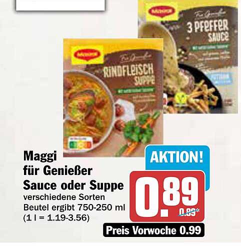 Maggi für Genießer Sauce oder Suppe verschiedene Sorten