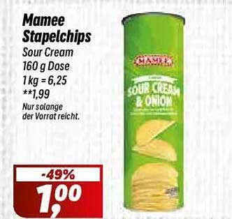 Mamee Stapelchips Sour Cream 160 g Dose