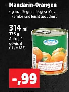 Mandarin-Orangen - ganze Segmente, geschält, kernlos und leicht gezuckert