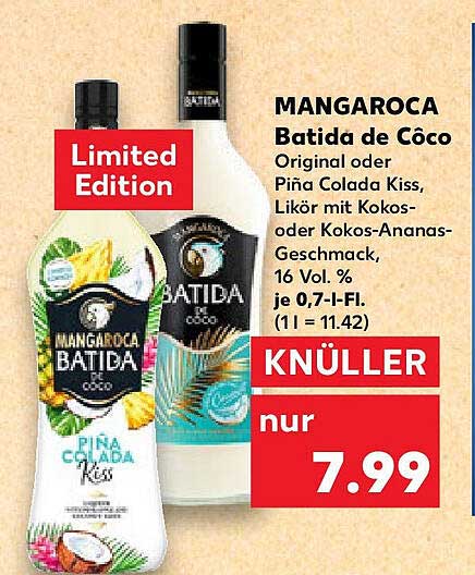 MANGAROCA Batida de Côco - Limited Edition, Original oder Piña Colada Kiss