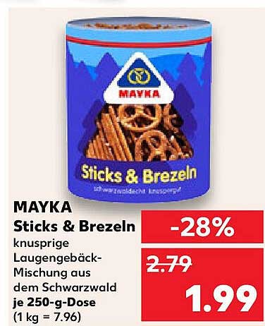 MAYKA Sticks & Brezeln 250-g-Dose zum Aktionspreis