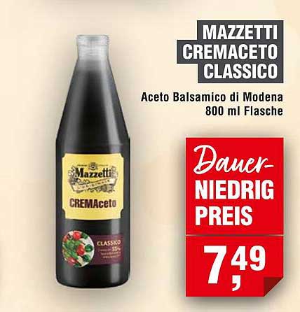 Mazzetti CREMAceto Classico – Aceto Balsamico di Modena 800 ml Flasche