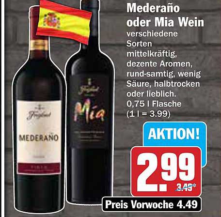 Mederano oder Mia Wein - Verschiedene Sorten