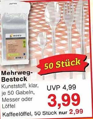 Mehrweg-Besteck 50 Stück - klar