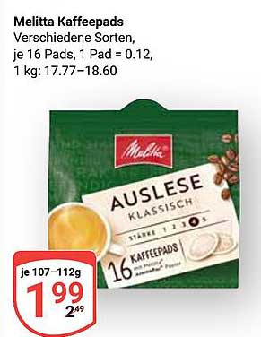Melitta Kaffee-Pads Auslese Klassisch, 16 Pads