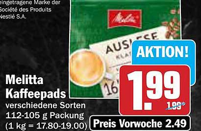 Melitta Kaffeepads verschiedene Sorten 112-105 g Packung