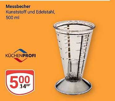 Messbecher Kunststoff und Edelstahl, 500 ml