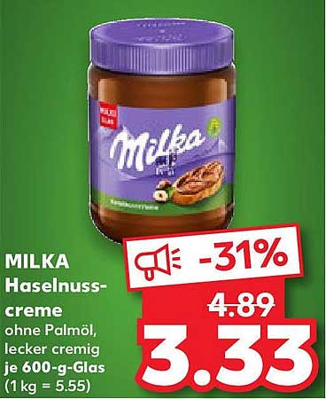 MILKA Haselnusscreme ohne Palmöl – jetzt für nur 3,33 €!