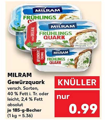 MILRAM Gewürzquark - verschiedene Sorten, 185-g-Becher