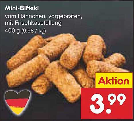 Mini-Bifteki vom Hähnchen, vorgebraten, mit Frischkäsefüllung 400 g