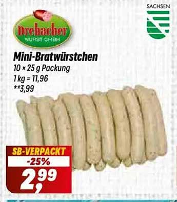 Mini-Bratwürstchen 10 x 25 g Packung