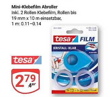 Mini-Klebefilm Abroller inkl. 2 Rollen Klebefilm